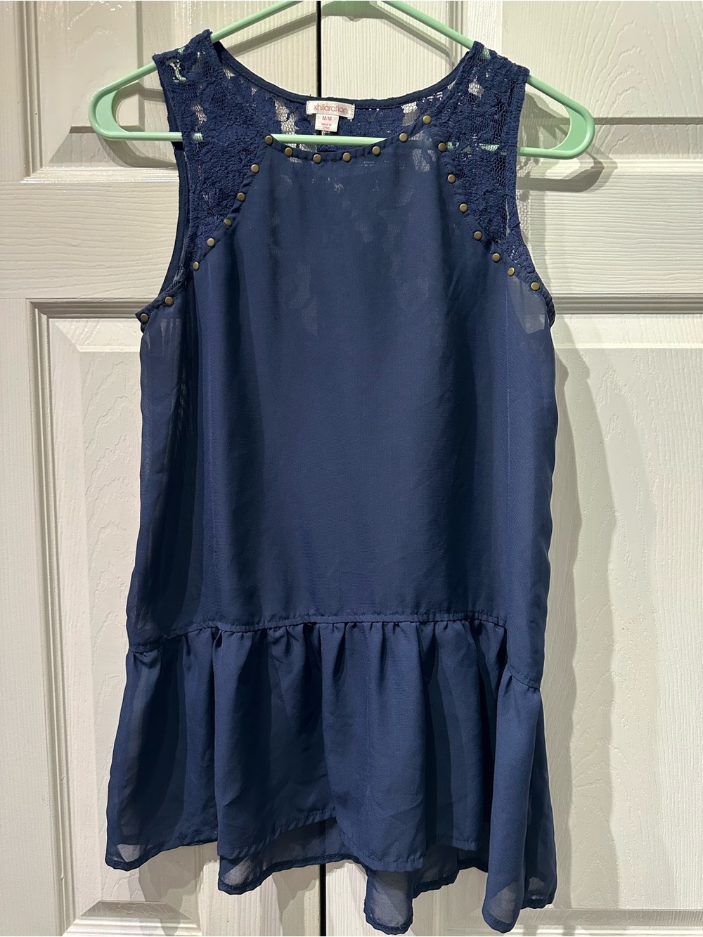 Xhilaration Navy Lace & Studded Sleeveless Tank